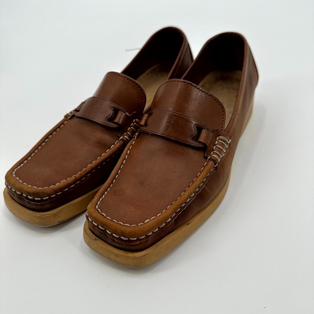 Vintage Salvatore Ferragamo Boat Shoes Women's‎ Size 6 Brown Leather Square Toe